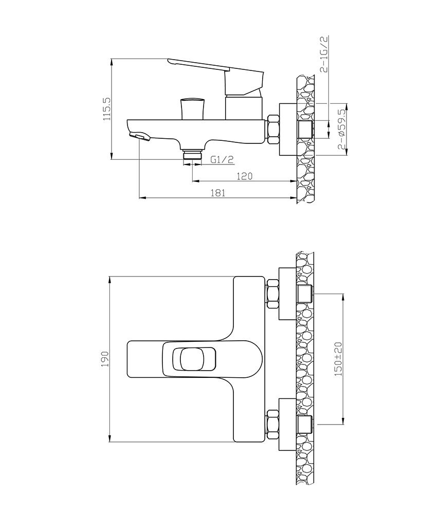 Смеситель для ванны Agger Brave A2310000